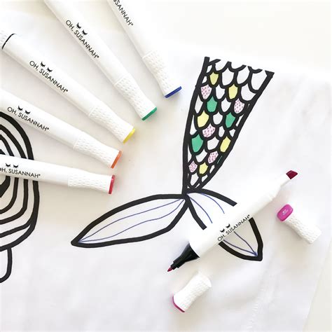 Permanent Fabric Markers by Oh, Susannah: Dual Tip Washable Cloth Dye Pens, 6 Piece Arts and ...