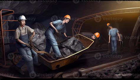 Underground mining Coal mining in mine Miner in underground mine on ...