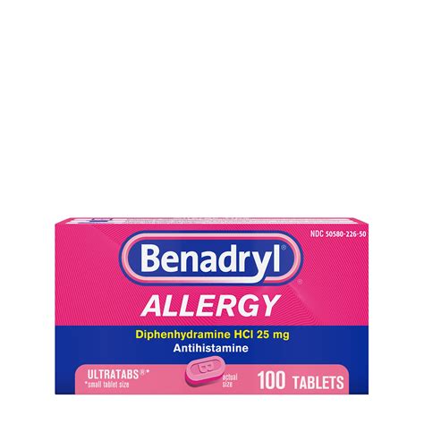 Benadryl Ultratabs Antihistamine Allergy Medicine Tablets, 100 ct - Walmart.com - Walmart.com