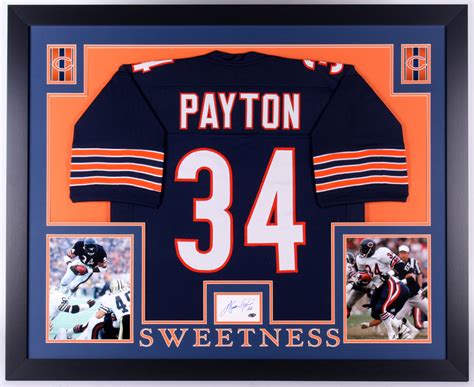 Walter Payton Signed Bears 35x43 Custom Framed Display with Jersey & Signed Index Card (Payton ...