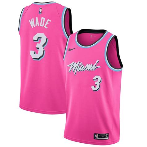 Miami Heat Sunset Vice Pink 2018 Men's NBA Basketball Jersey Wade #3 BNWT Free Shipping