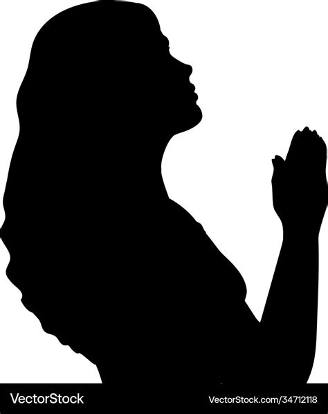 Silhouette woman praying close up Royalty Free Vector Image