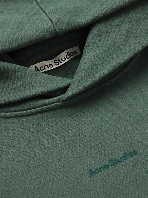 Acne Studios - Logo-Print Oversized Cotton-Jersey Hoodie - Green Acne Studios