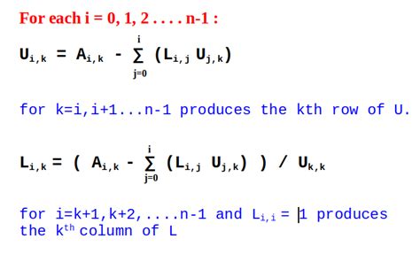 Doolittle Algorithm : LU Decomposition - GeeksforGeeks