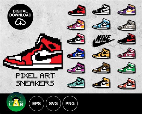 Pixel Art Sneakers Clipart, Vector, Cricut SVG, PNG & EPS File Ready for Download - Etsy