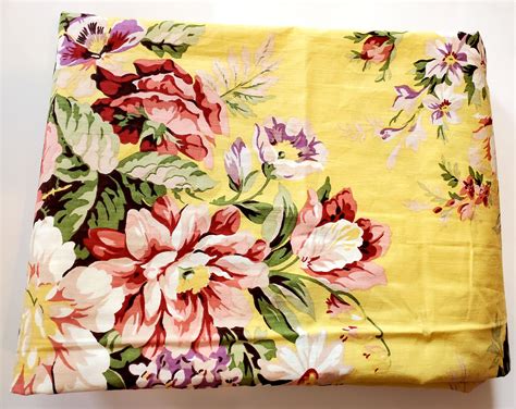 RALPH LAUREN BROOKE Sophie / Queen Flat Sheet / Yellow Floral / French ...