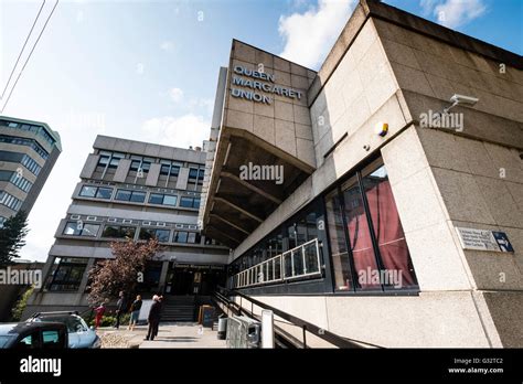 Exterior of Queen Margaret Union , student union on campus of Glasgow university in Scotland ...