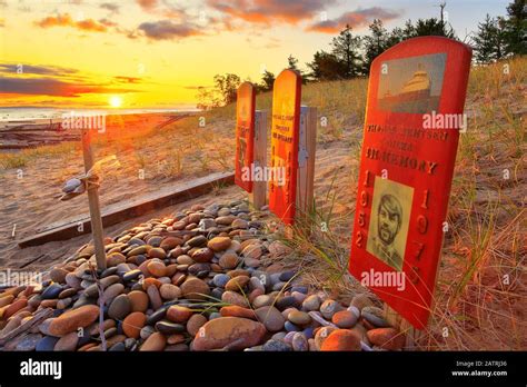 Edmund Fitzgerald memorial, Whitefish Point, Great Lakes Shipwreck Museum, Paradise, Michigan ...