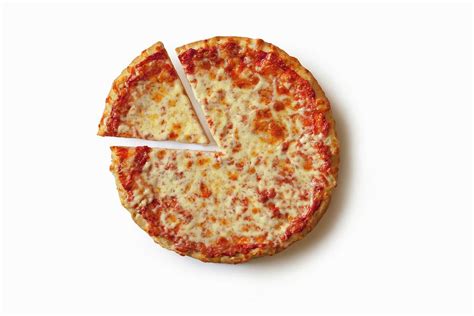 Plain Cheese Pizza With A Slice Removed; On A White Background From Above Photograph by Jon ...