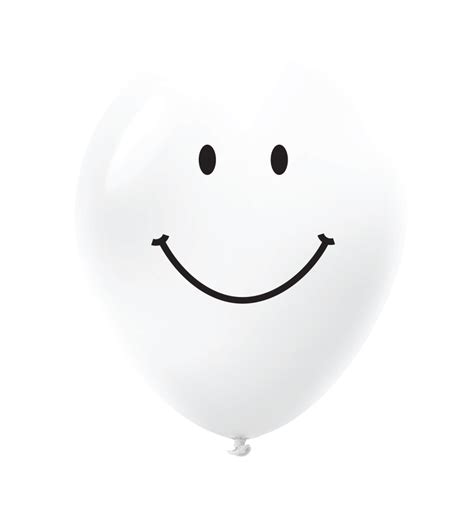 Party Supplies 12x WHITE LARGE SMILEY PARTY BALLOONS Latex Happy Face ...