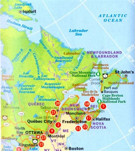 Map of Canada showing major cities and mountains