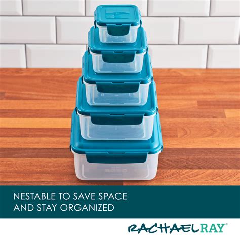 10-Piece Square Nestable Food Storage Containers| Rachael Ray
