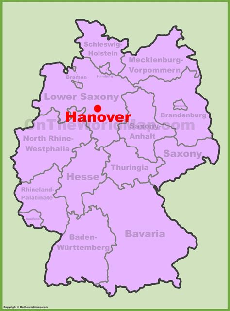 Hannover location on the Germany map - Ontheworldmap.com