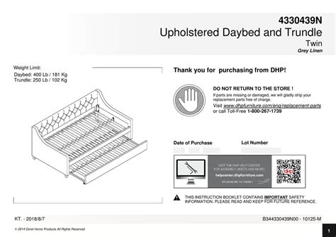 DOREL HOME PRODUCTS UPHOLSTERED DAYBED AND TRUNDLE TWIN ASSEMBLY MANUAL Pdf Download | ManualsLib