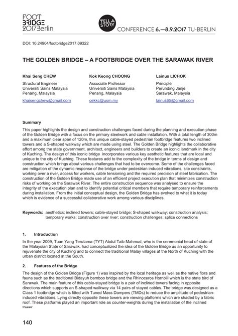 (PDF) The Golden Bridge - A Footbridge Over the Sarawak River