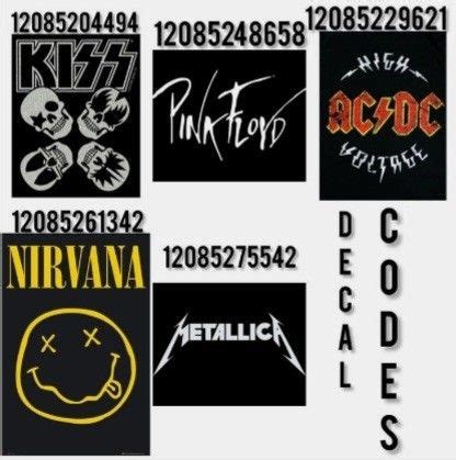 Rock band decal codes! | Bloxburg decal codes, Bloxburg decals codes, Bloxburg decals codes ...