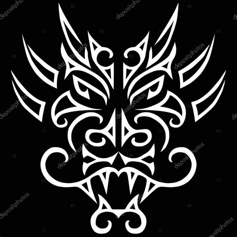 White dragon face | White dragon head. — Stock Vector ...