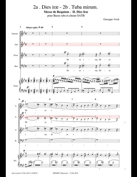 Verdi Requiem 2a Dies Irae 2b Tuba mirum Alto sheet music for Clarinet ...