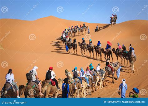 People Riding Camel in the Sahara Desert, Morocco Editorial Stock Image ...