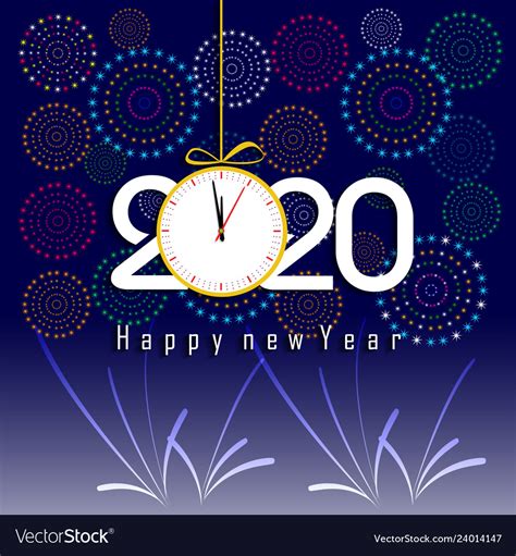 Happy new year 2020 background with fireworks Vector Image