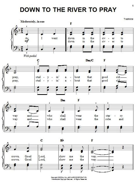 Traditional Down To The River To Pray Sheet Music Notes, Chords | Sheet ...