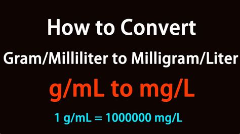 How to Convert Gram/Milliliter to Milligram/Liter? - YouTube