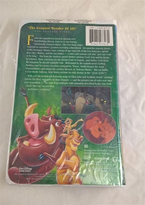 Walt Disney The Lion King (VHS, 1995) Masterpiece Collection - VHS Tapes