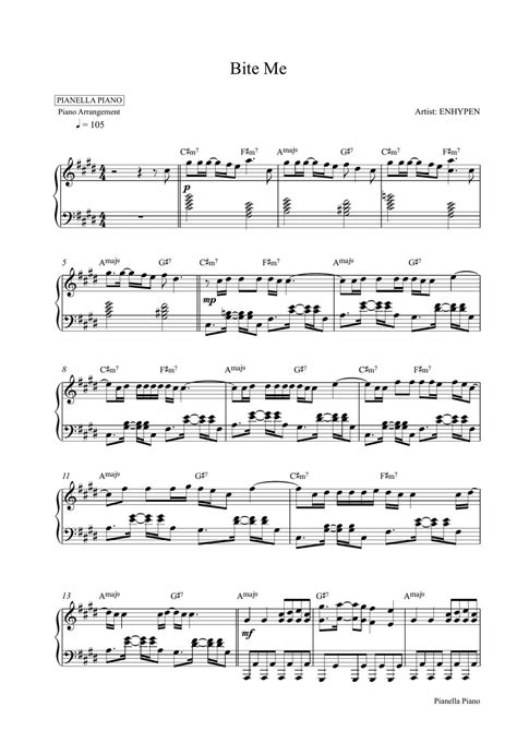 ENHYPEN - Bite Me (Piano Sheet) Sheets by Pianella Piano