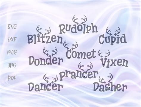 Reindeer Names Christmas Clipart Graphic by Digitals by Hanna ...