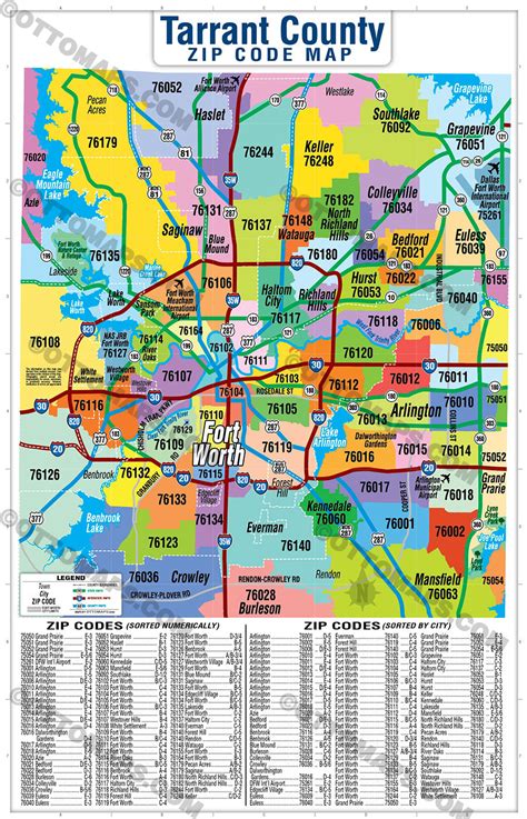 Tarrant County, TX Zip Code Map – Otto Maps