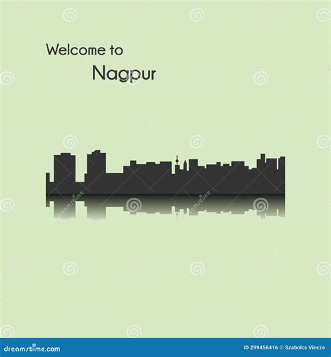 Nagpur India City Skyline Black And White Silhouette With Reflections ...