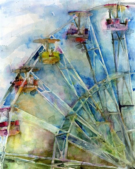 ART PRINT Ferris Wheel from Original watercolor Painting