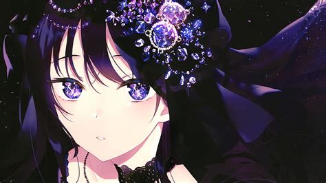 Anime Girl, Black Hair, Purple Eyes, Shiny for U TV HD wallpaper | Pxfuel