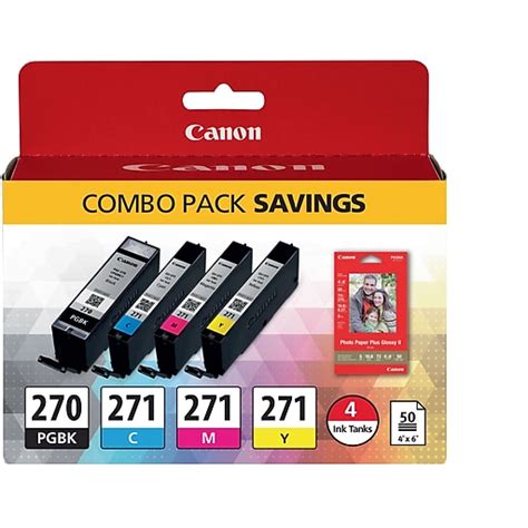 Canon 270/271 Black/Cyan/Magenta/Yellow Standard Yield Ink Cartridge, 4/Pack (0373C005) | Staples