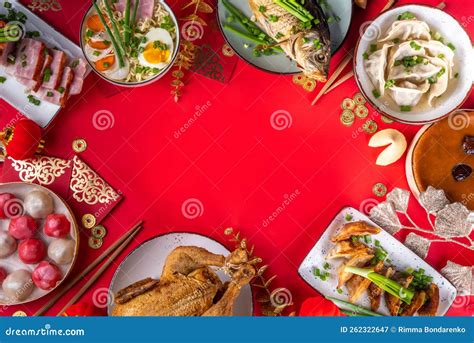 Chinese Lunar New Year Dinner Table Stock Image - Image of dinner, boiled: 262322647