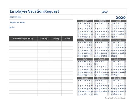 2020 Business Employee Vacation Request - Free Printable Templates