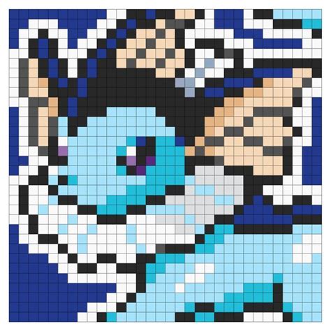 Vaporeon Pokemon - Pix Brix Template | Pixel art pokemon, Pixel art pattern, Pixel art grid