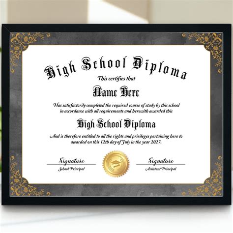 High School Diploma Template, Personalized Highschool Diploma ...