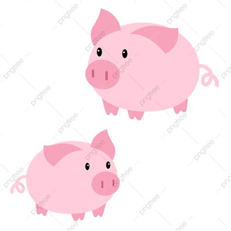 Cartoon Hand Drawn Illustration Of Two Pigs, Cartoon, Hand Draw, Two PNG Transparent Clipart ...