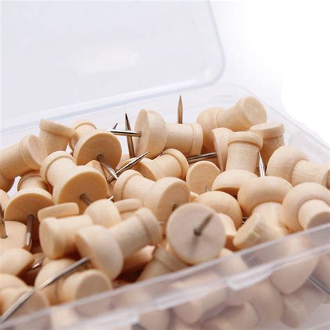 3X(80pcs H Shape Wood Decorative Push Pins, Wood Head and Steel Needle ...