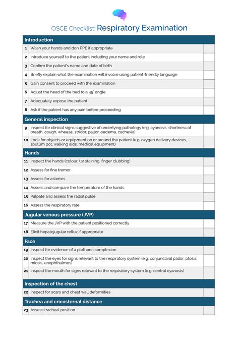 OSCE Checklist Respiratory Examination - OSCE Checklist: Respiratory Examination Introduction 1 ...