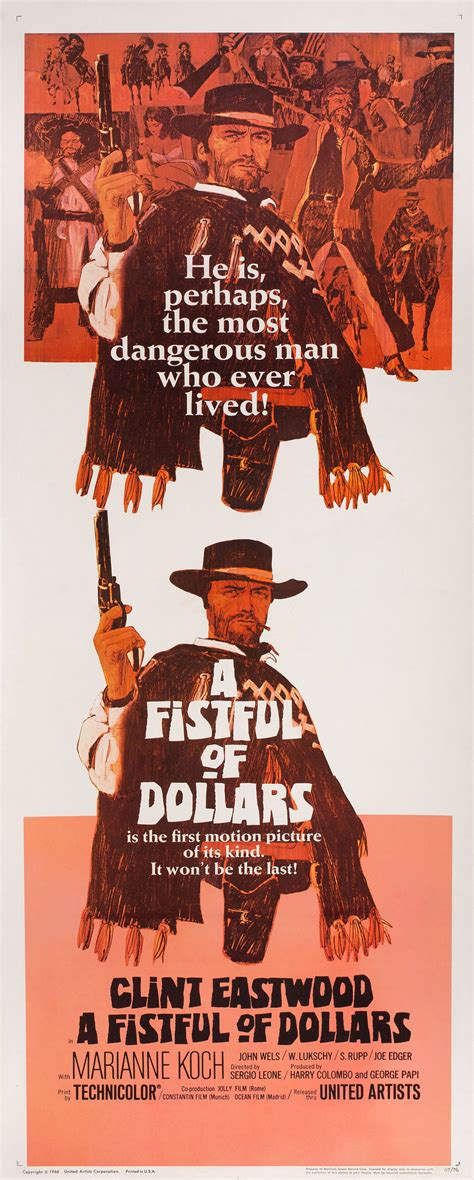 A Fistful of Dollars Original 1964 U.S. Insert Movie Poster ...