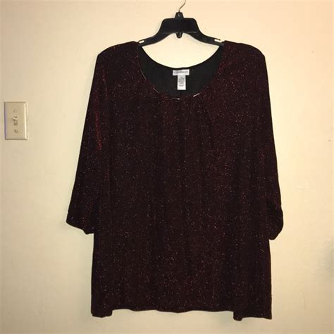 Catherines | Tops | Catherinesmetallic Red Black Top Size 3x | Poshmark