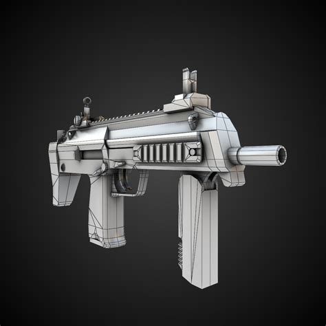 MP7 Submachine gun 3D Model Game ready .max .obj .fbx .lwo .lw .lws .ma ...