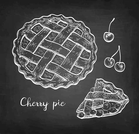 Premium Vector | Chalk sketch of cherry pie