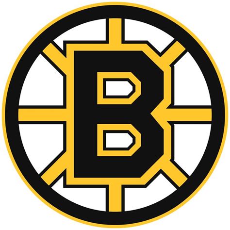 the boston hockey team logo on a black and yellow background with white letters that spell,'b