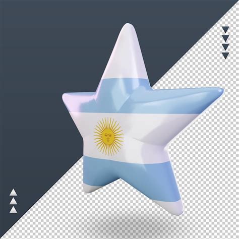 Premium PSD | 3d star argentina flag rendering right view