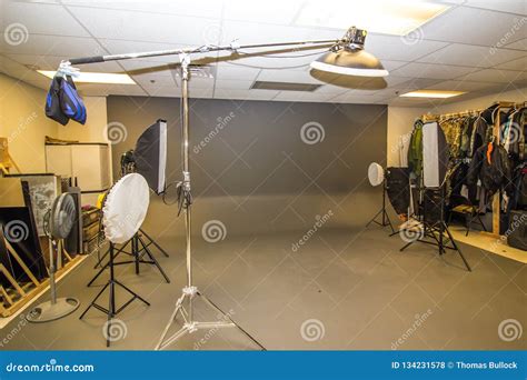 Professional Photography Studio with Lighting and Props Stock Photo - Image of light, props ...