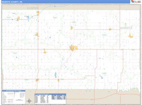 Washita County, Oklahoma Zip Code Wall Map | Maps.com.com