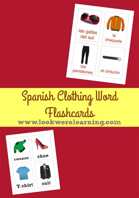 Printable Spanish Flashcards: Spanish Clothing Flashcards - Look! We're ...